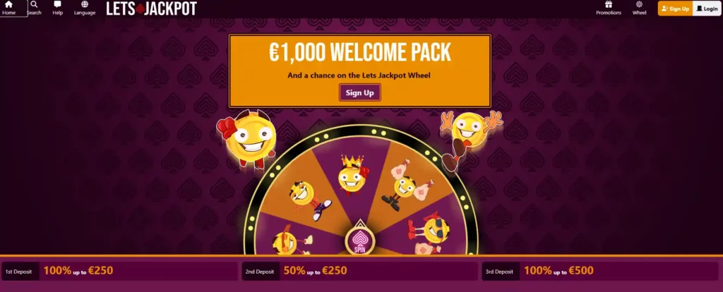 lets jackpot main screen